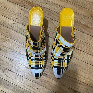 LAURENCE DACADE Woven Oxblood Stefany Sculpted Heel Mules Italy Size 40.5